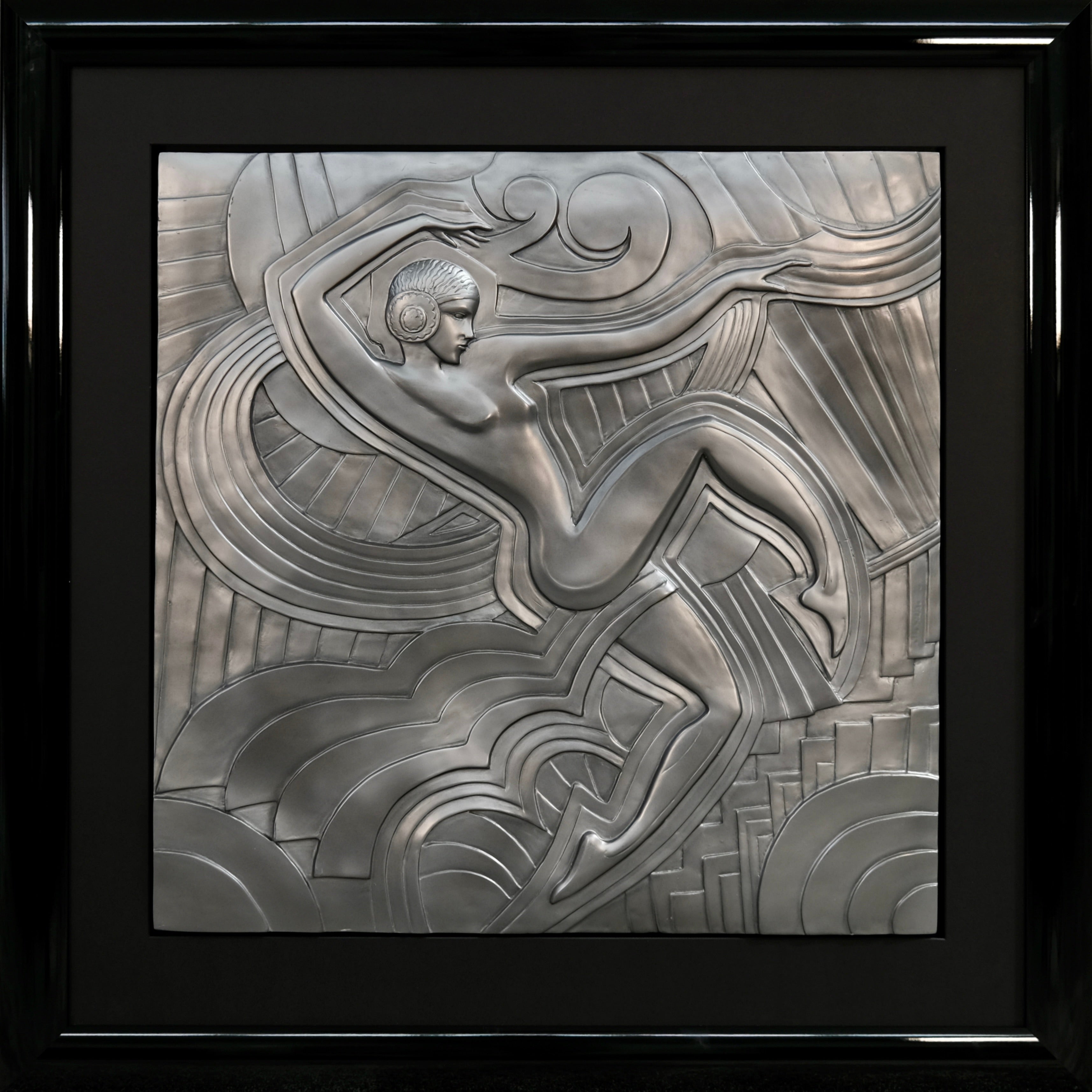 Framed Art Deco Resin Relief La Danse After Maurice Picaud and Folies Bergère