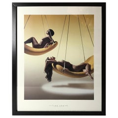 Framed Art Print “Flying Chairs” by Verner Panton in Soft Yellow Colors