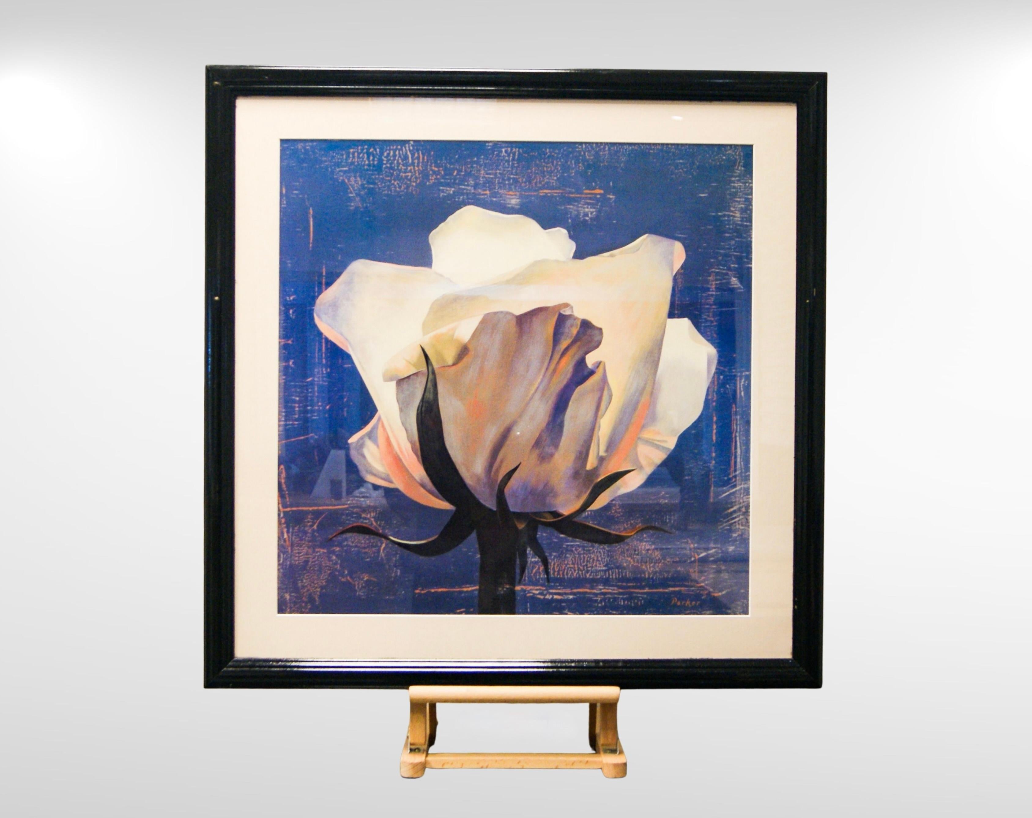 Mid-Century Modern Framed Art Prints by Curtis Parker Glowing Magnolia & Glowing White Rose For Sale