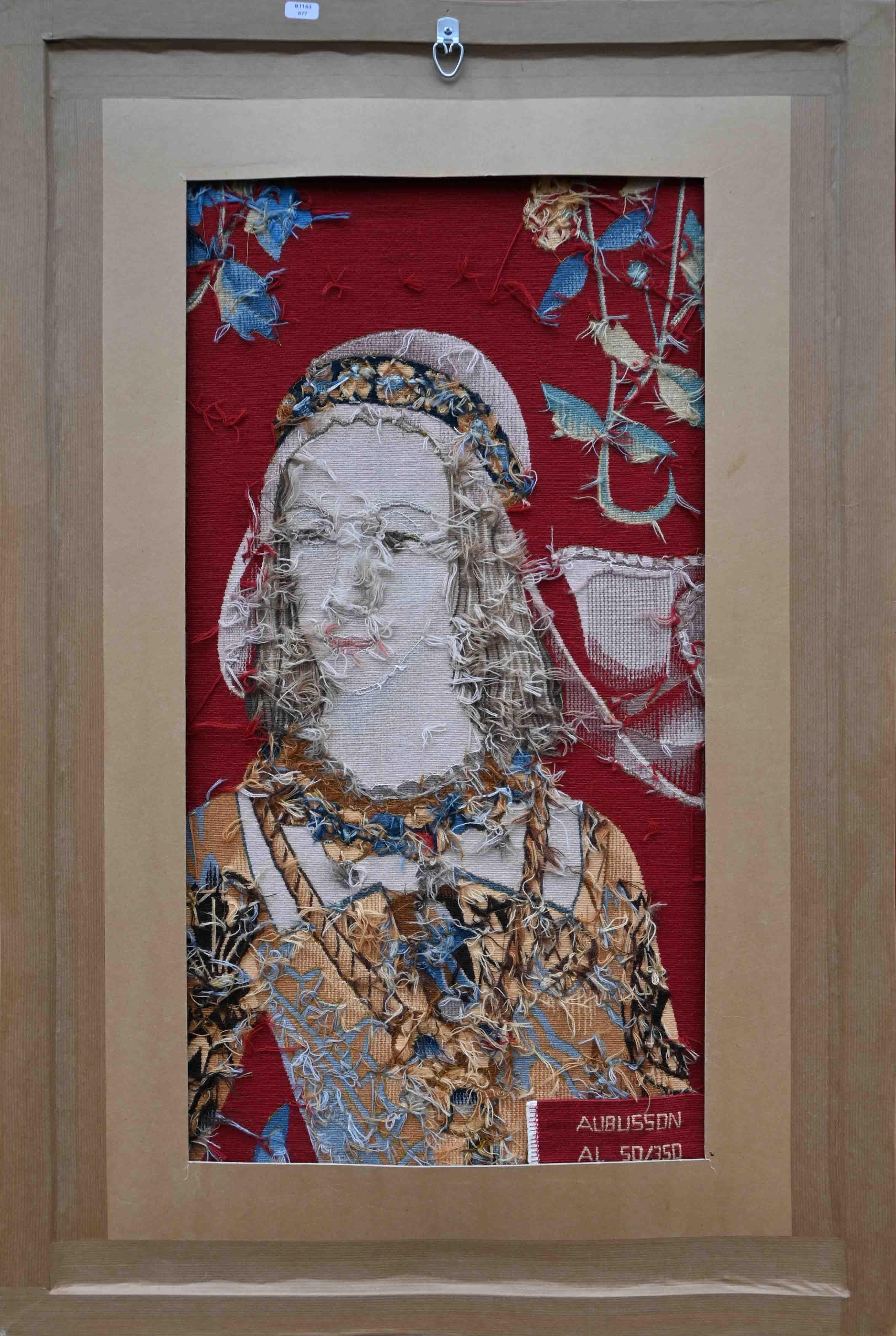 Framed Aubusson tapestry 19th, signed, Bolduc,  Lady with a Unicorn  N° 1391 For Sale 1