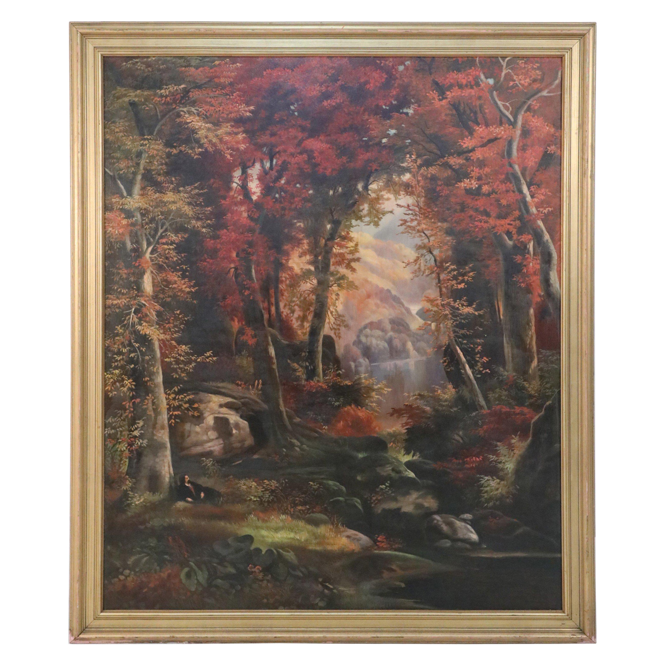 Gerahmtes Ölgemälde Herbstlicher Waldweg