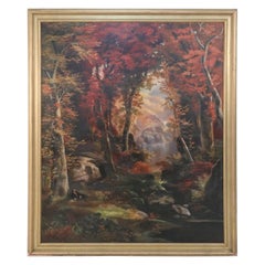 Peinture à l'huile d'automne encadrée