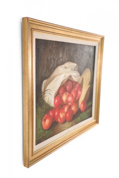 Framed Bag of Apples Still Life Oil Painting
