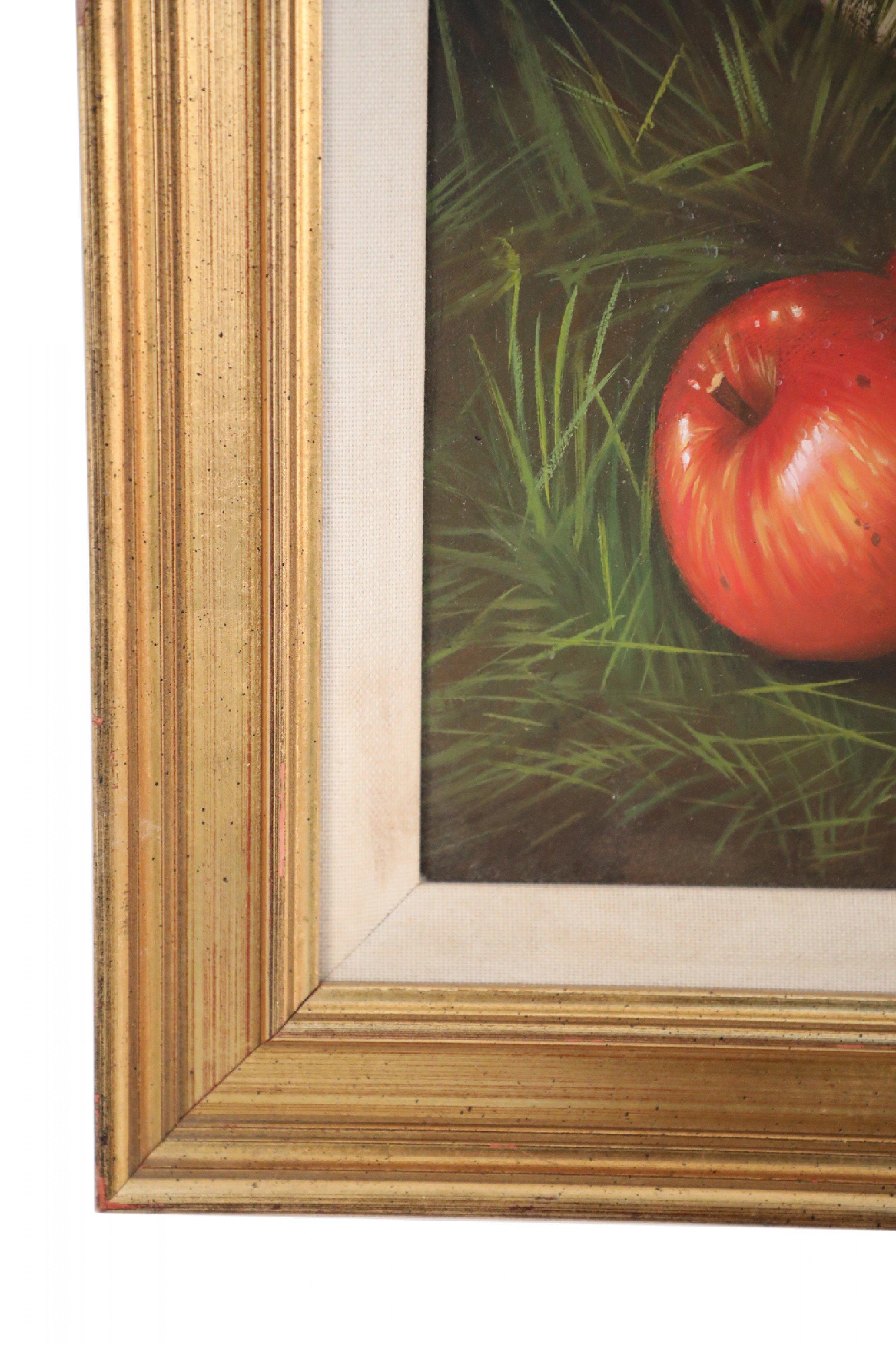 Oiled Framed Bag of Apples Still Life Oil Painting For Sale