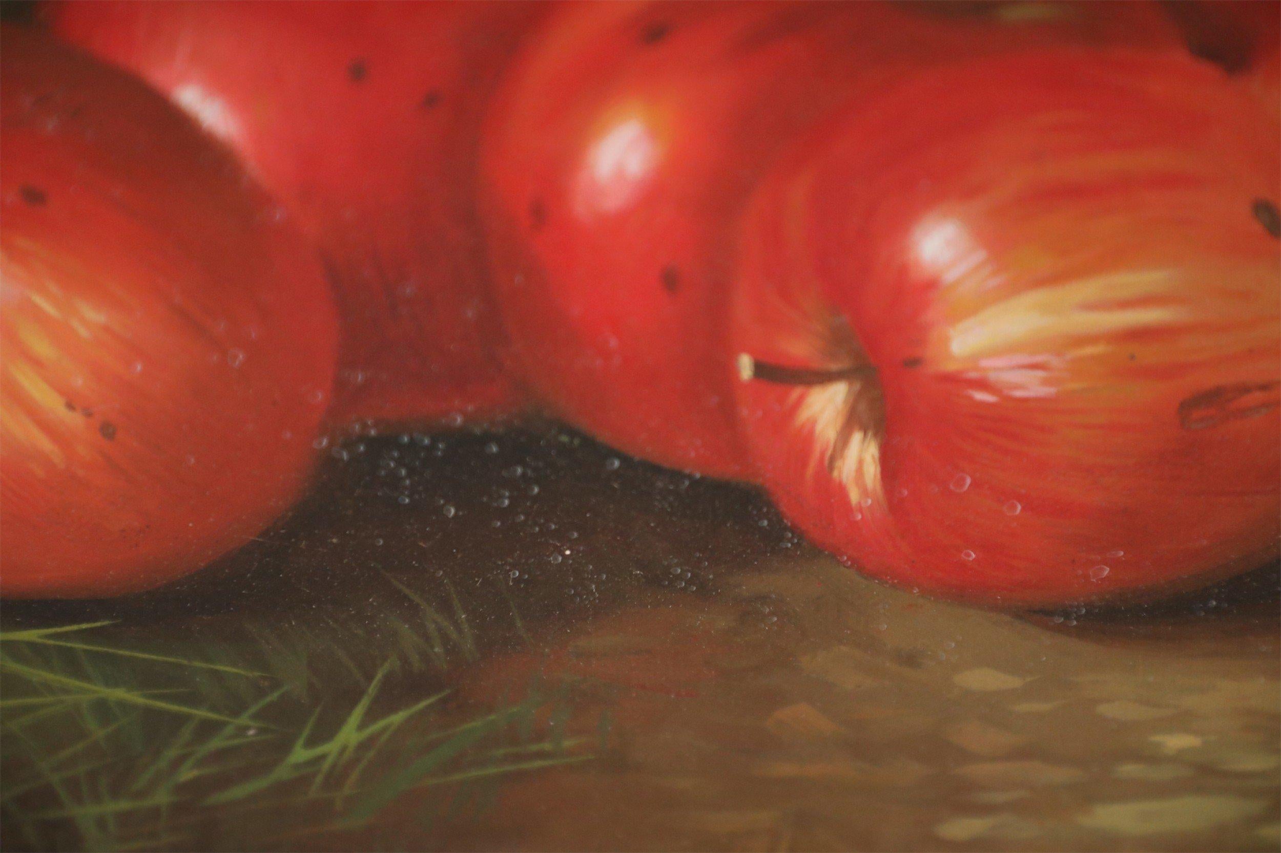 Framed Bag of Apples Still Life Oil Painting For Sale 1