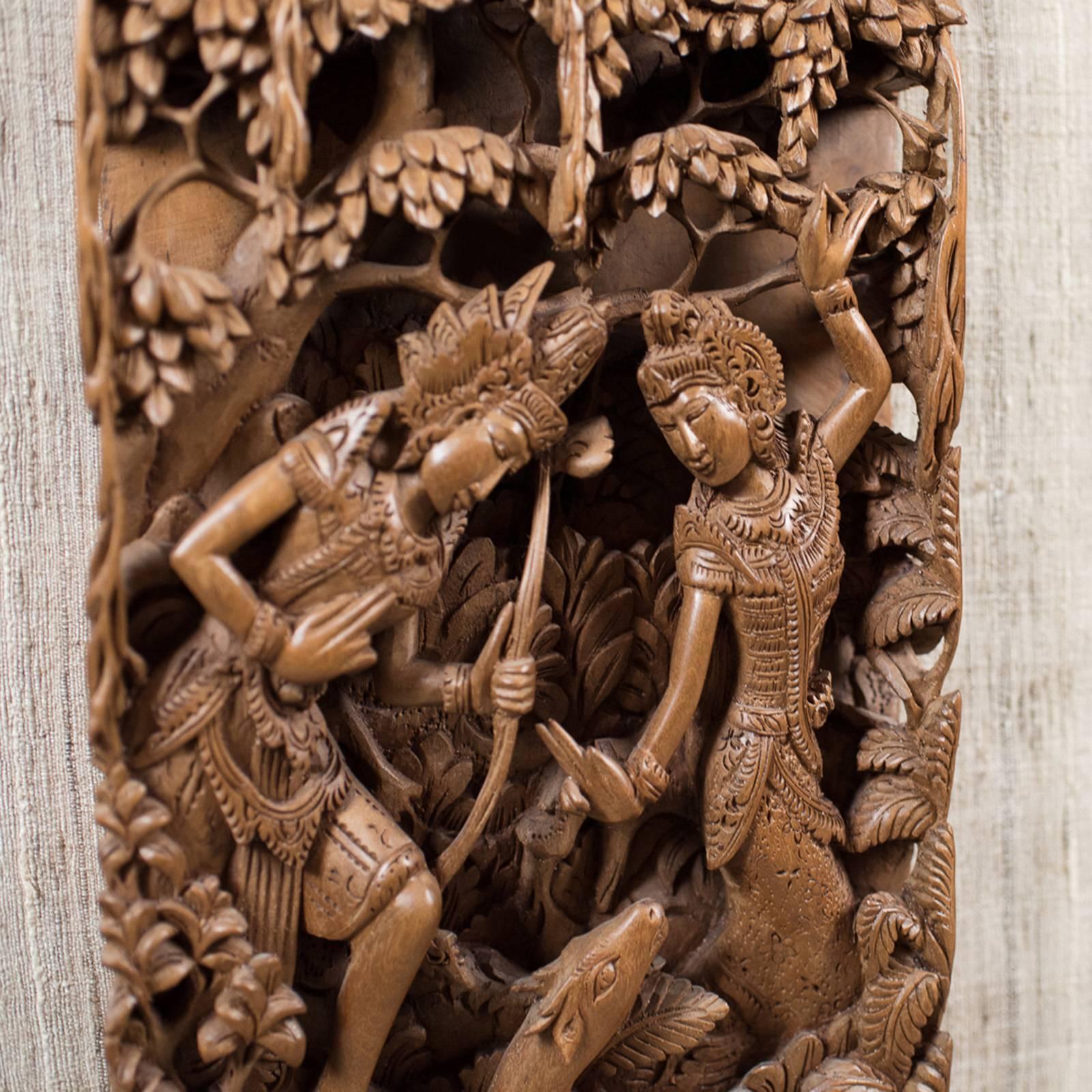 bali wood carving wall art
