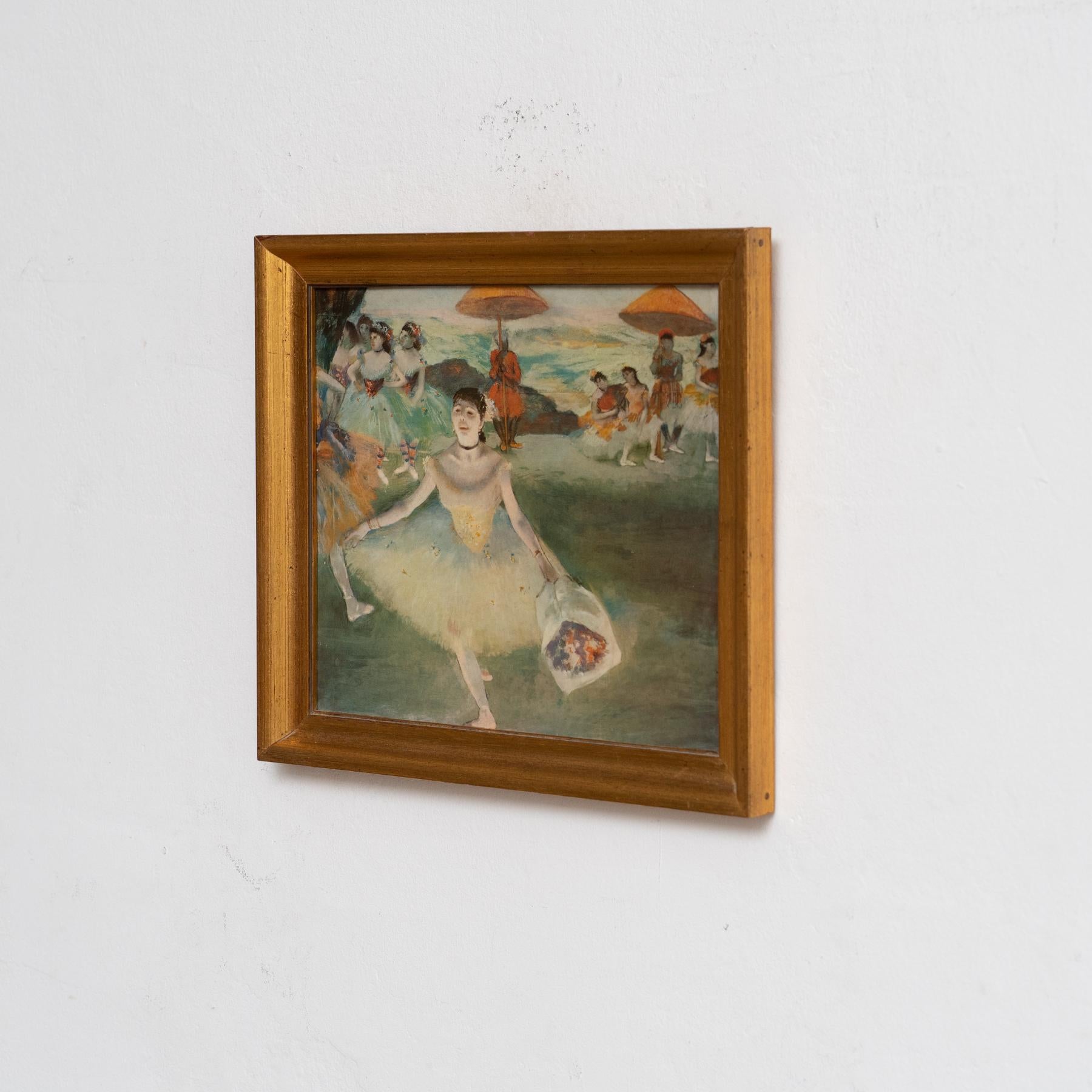 Mid-Century Modern Framed Barnished Print After Edgar Degas – Vibrant Colors, circa 1980 For Sale