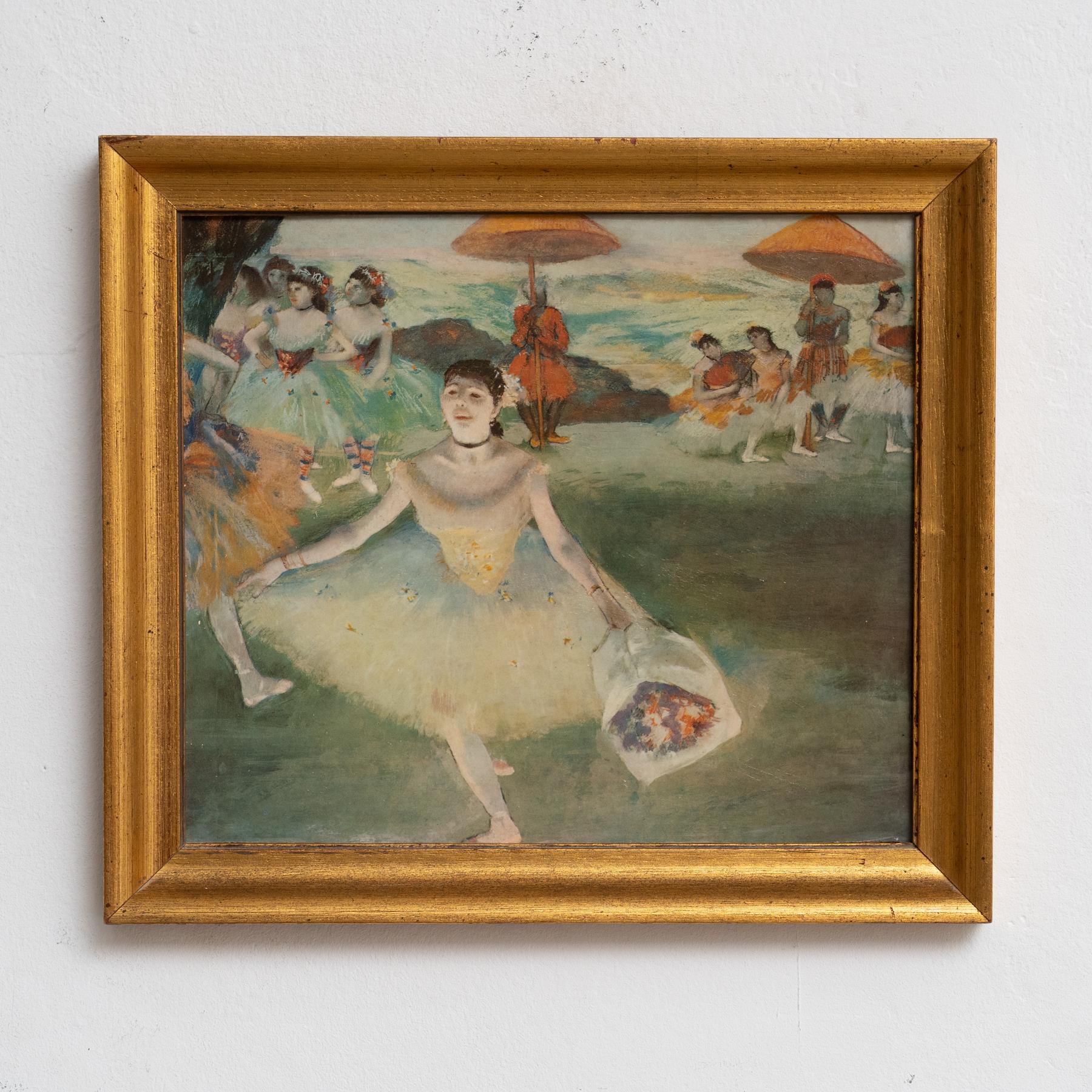 Framed Barnished Print After Edgar Degas – Vibrant Colors, circa 1980 In Good Condition For Sale In Barcelona, ES