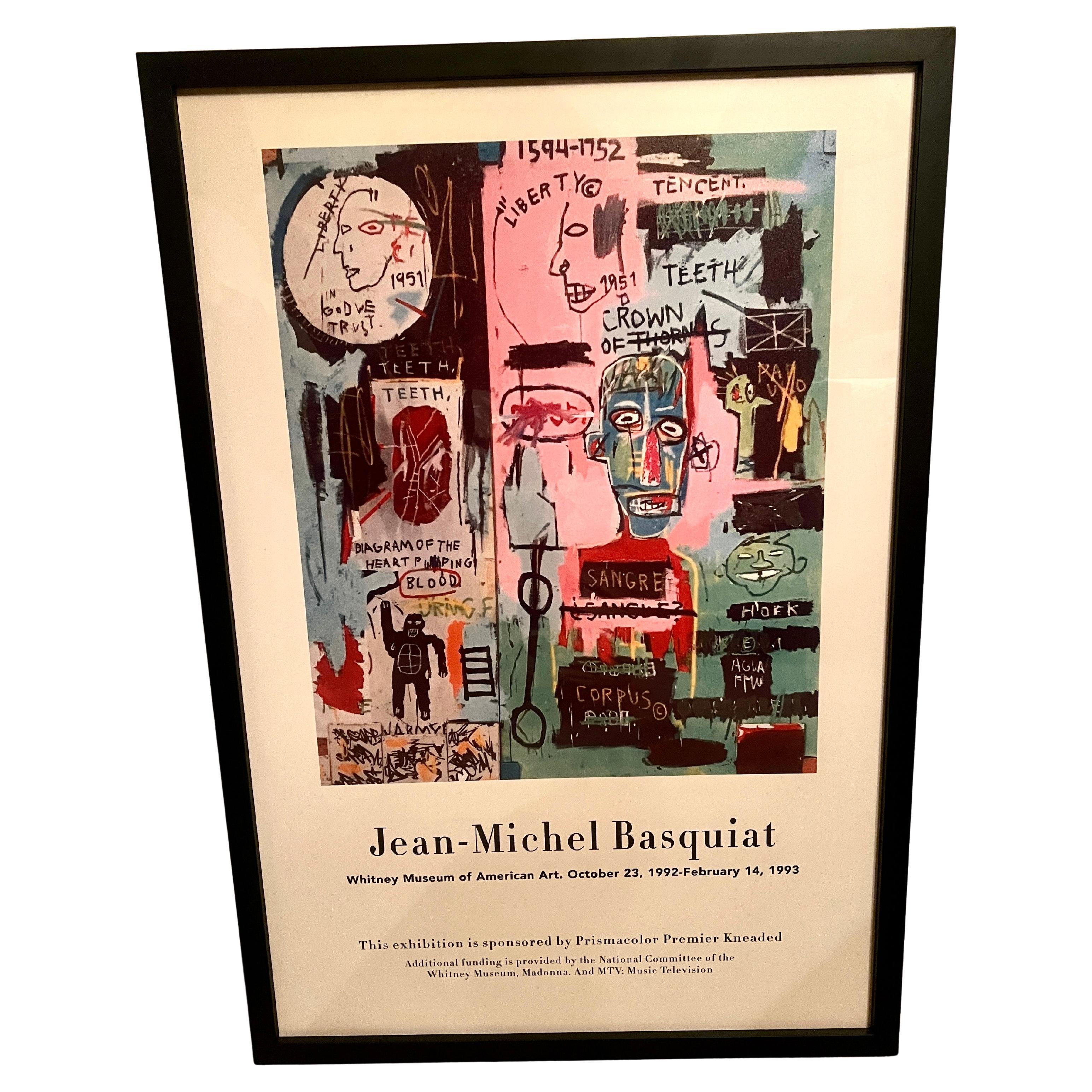 Framed Basquiat Poster of Whitney Museum Showing 1992-1993 For Sale