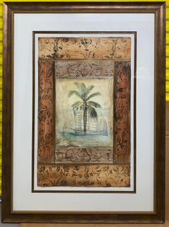 Large Framed Beachside Palm Tree Art