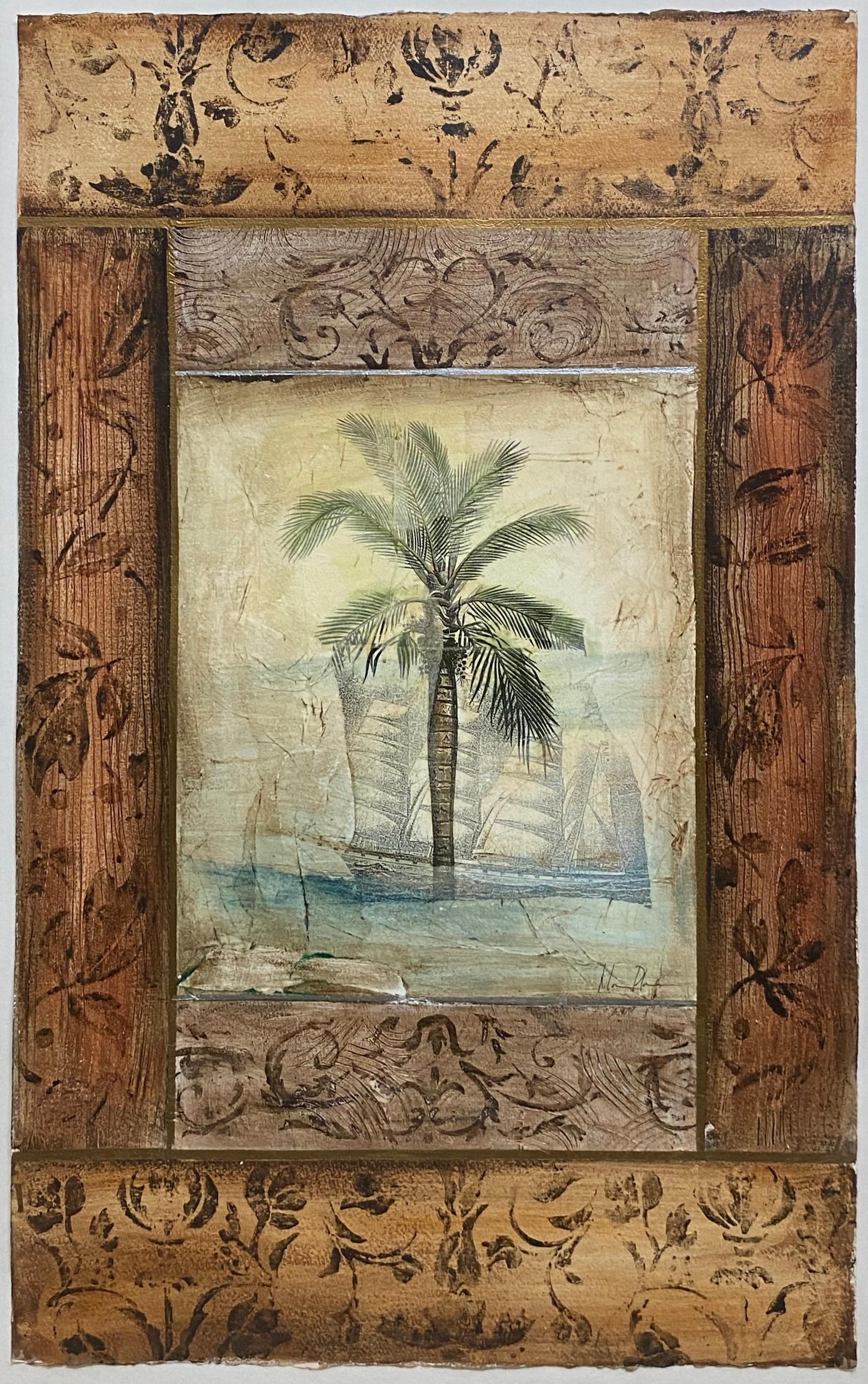 Große gerahmte Palme am Strand Kunst (amerikanisch) im Angebot