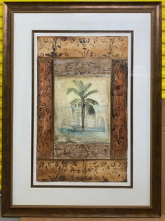 Framed Beachside Palm Tree Painting