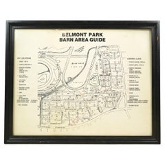 Framed Belmont Park Racetrack Barn Area Guide Map