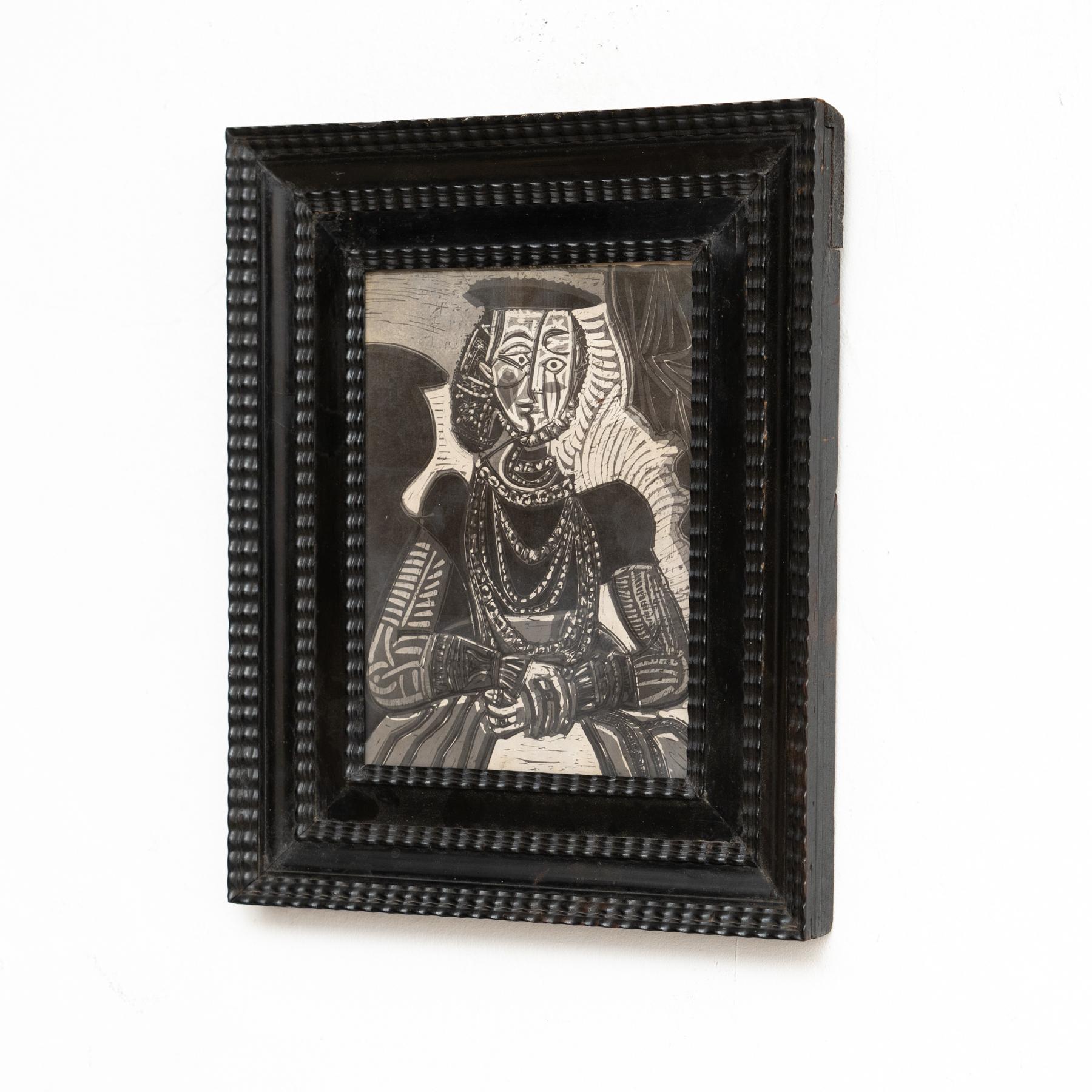 Spanish Framed Black and White Archive Photography of Pablo Picasso, 1972 For Sale