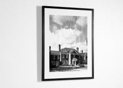 Framed Black and White Photograph of a Federal Style House