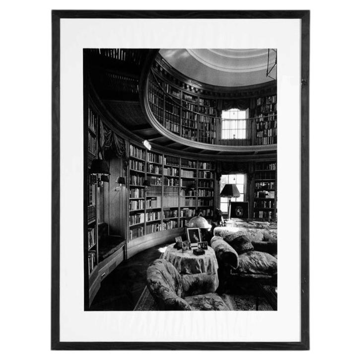 Framed Black and White Photograph of a Library