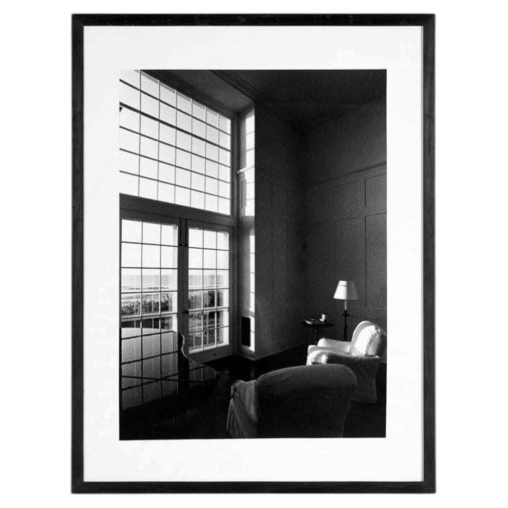 Framed Black and White Photograph of an Interior For Sale