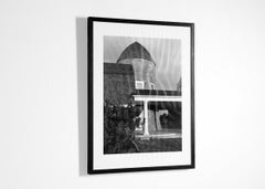 Framed Black and White Photograph of Calvin Klein House's Shingled Turret