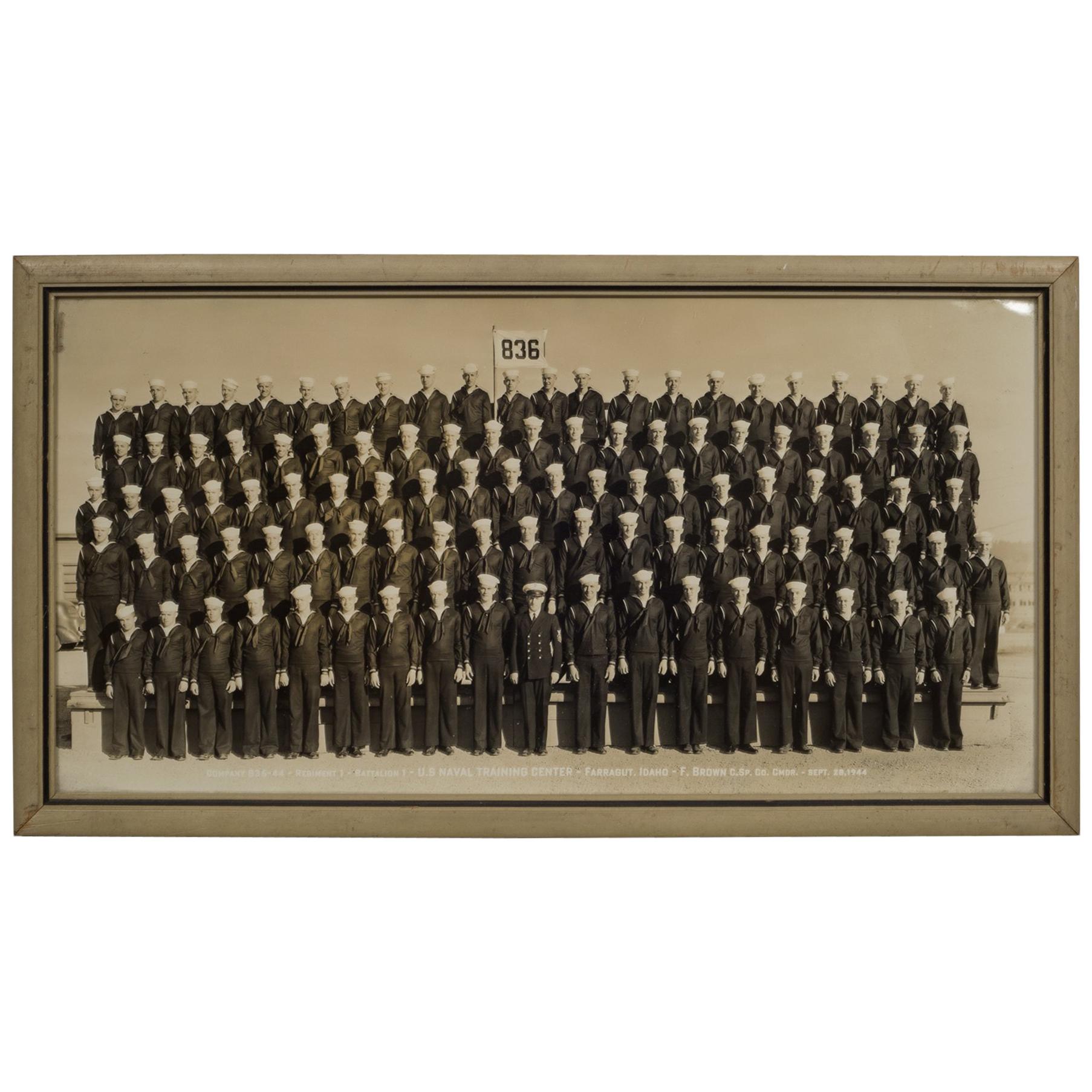Framed Black and White WWll Naval Battalion Photo, circa 1940