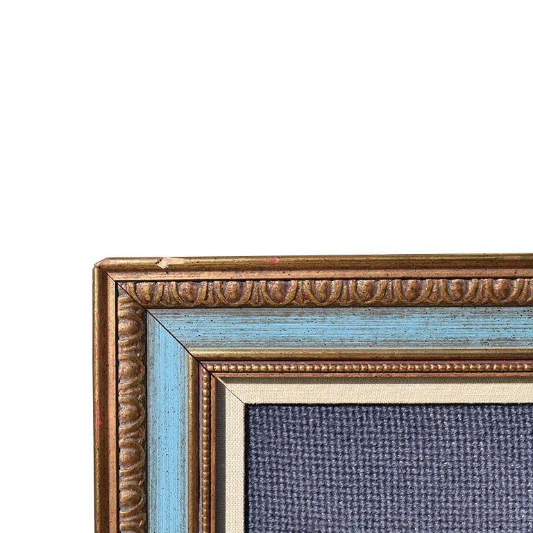 Gerahmter blauer handgestickter Schwan Wandbehang (20. Jahrhundert) im Angebot