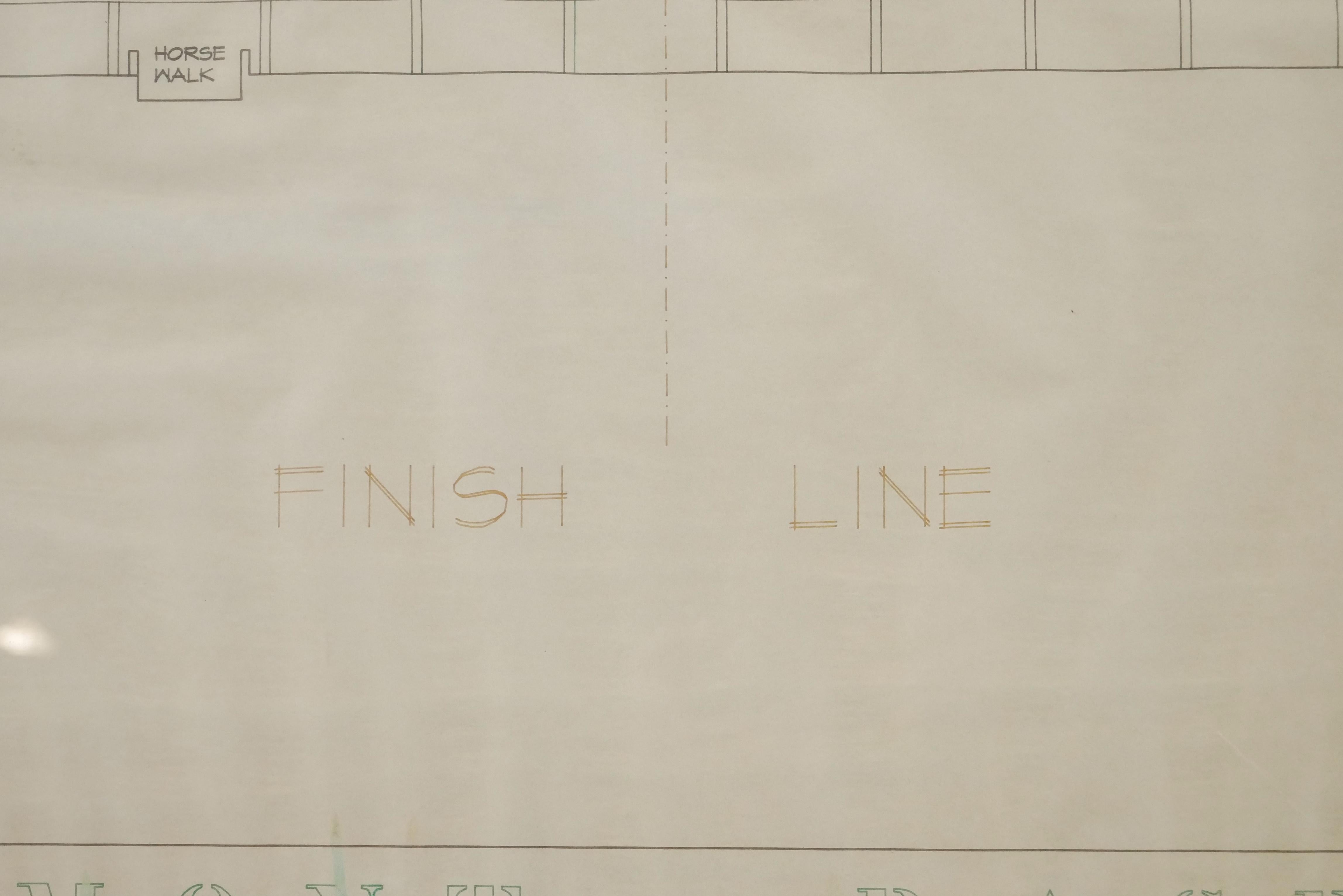 American Framed Blueprint of NY Belmont Park Racetrack Seating For Sale