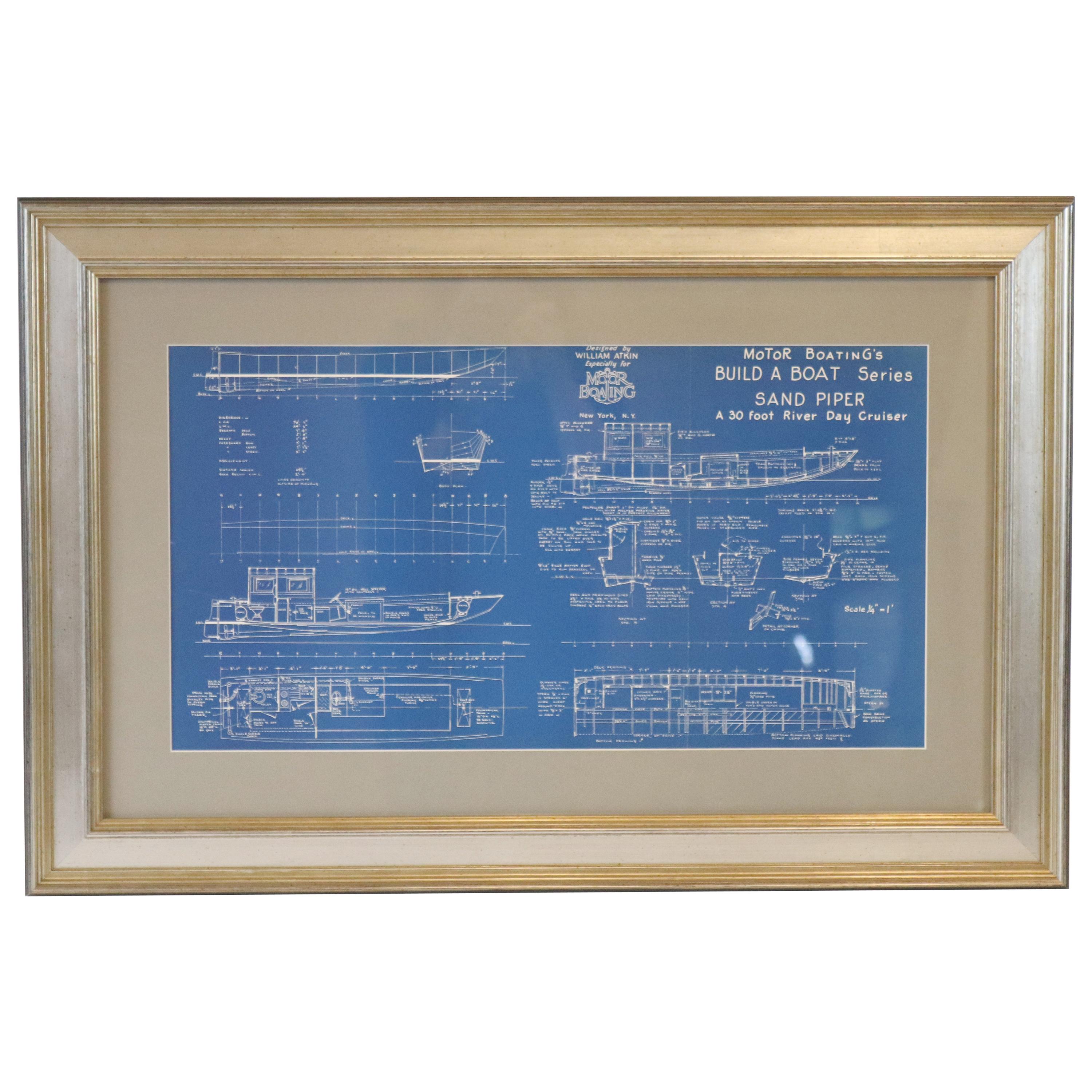 Framed Blueprint of the Yacht Sand Piper