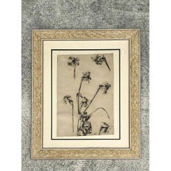 Framed Botanical Drawing with Gold Detailing