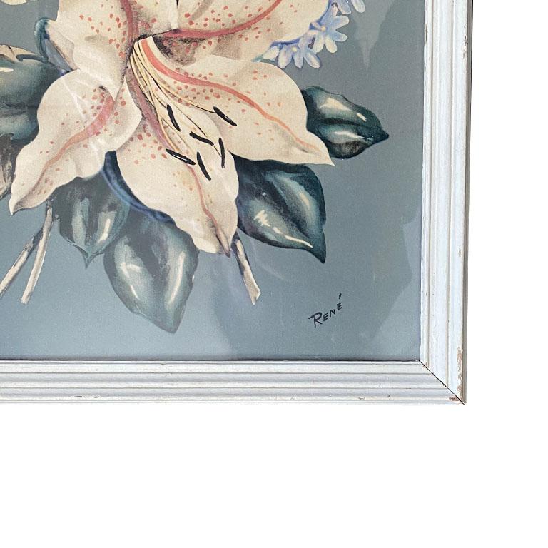 Bohemian Framed Botanical Print of a Stargazer Lily by Rene White For Sale