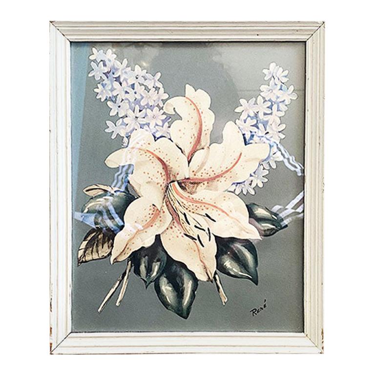 Framed Botanical Print of a Stargazer Lily by Rene White For Sale