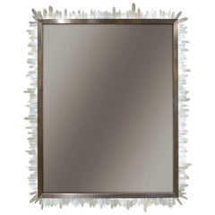Framed Brazilian Hand-Cut Rock Crystal and LED Lit Mirror