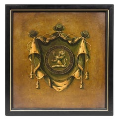 Framed British Painted Coat Of Arms