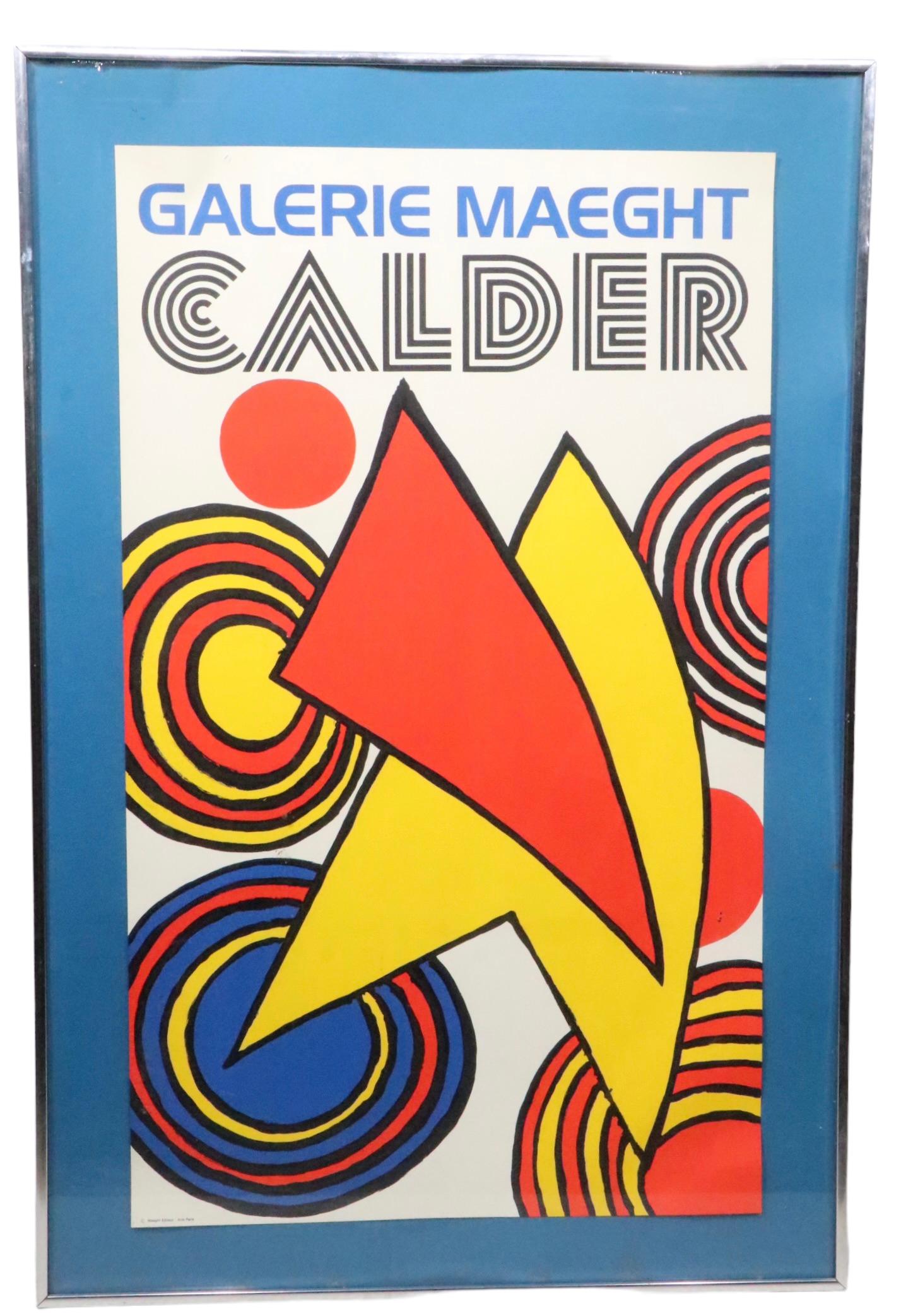 Late 20th Century  Framed Calder Galerie Maeght Lithograph  Poster Maeght Editeur - Arte Paris 70s For Sale