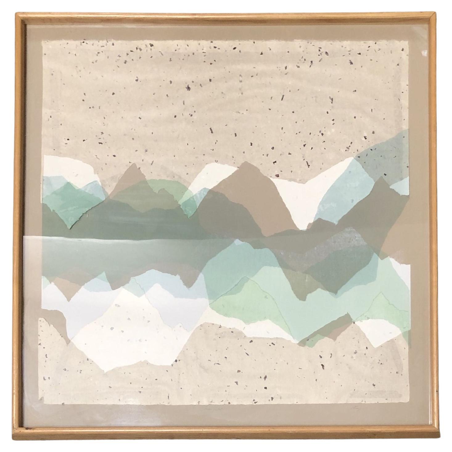 Gerahmtes Segeltuch Art Mountian Peaks Collage-Kunstwerk Druck