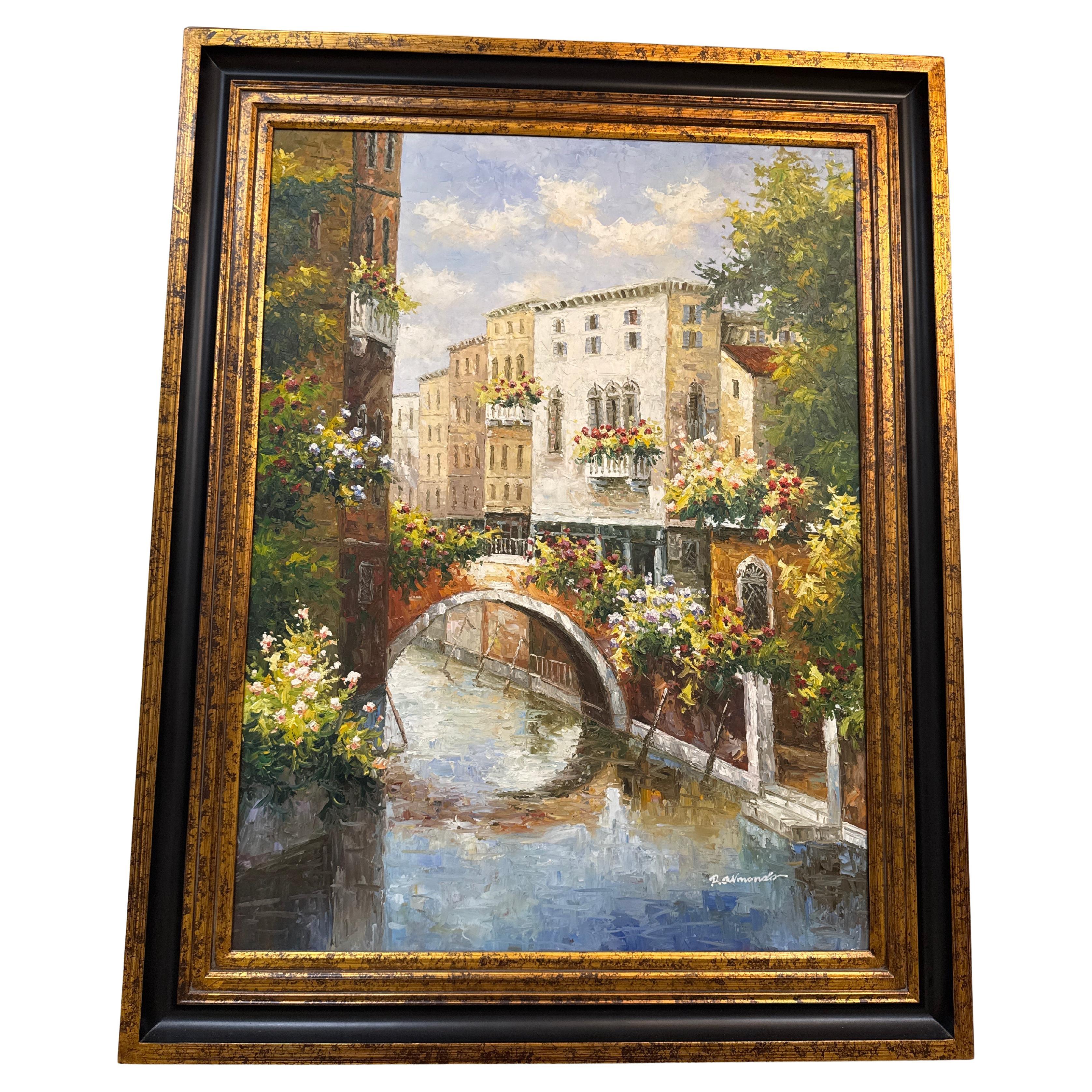 Quadro originale incorniciato di Canale di Venezia di Ranmondo in vendita