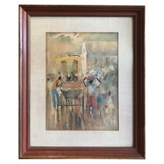 Vintage Framed "Caribbean Scene" Watercolor by Frank Boyd, Listed American Artist