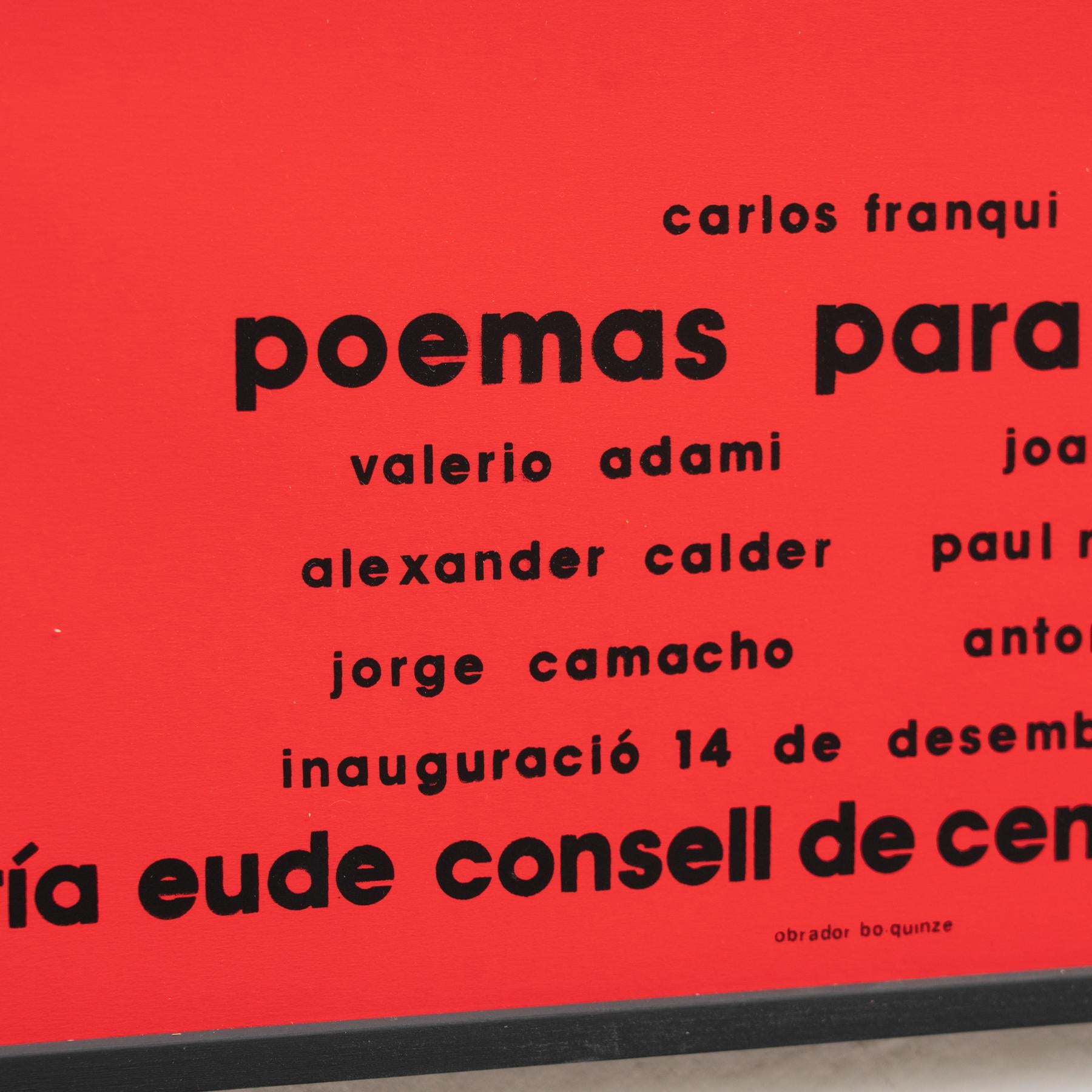 Framed Carlos Franqui Lithograph 'Poemas Para Mirar', circa 1976 For Sale 2