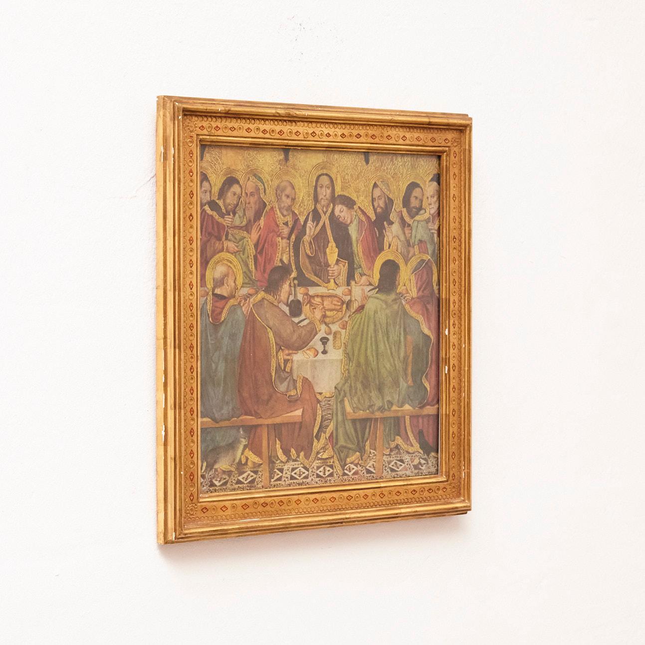 Manufactured France, circa 1950.

Materials:
Wood, paper.

Dimensions: 
D 2,5 x W 37,5 cm x H 37,5 cm

The artwork is in its original condition, showing minor signs of wear consistent with its age and use. These imperfections contribute to the