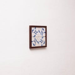 Framed Ceramic Tile Hand Painted Composition, circa 1950