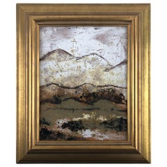 Piastrella di ceramica incorniciata con paesaggio scenografico