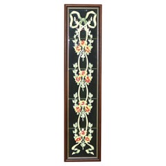 Framed Ceramic Tiled Wall Plaque with Roses 20thC