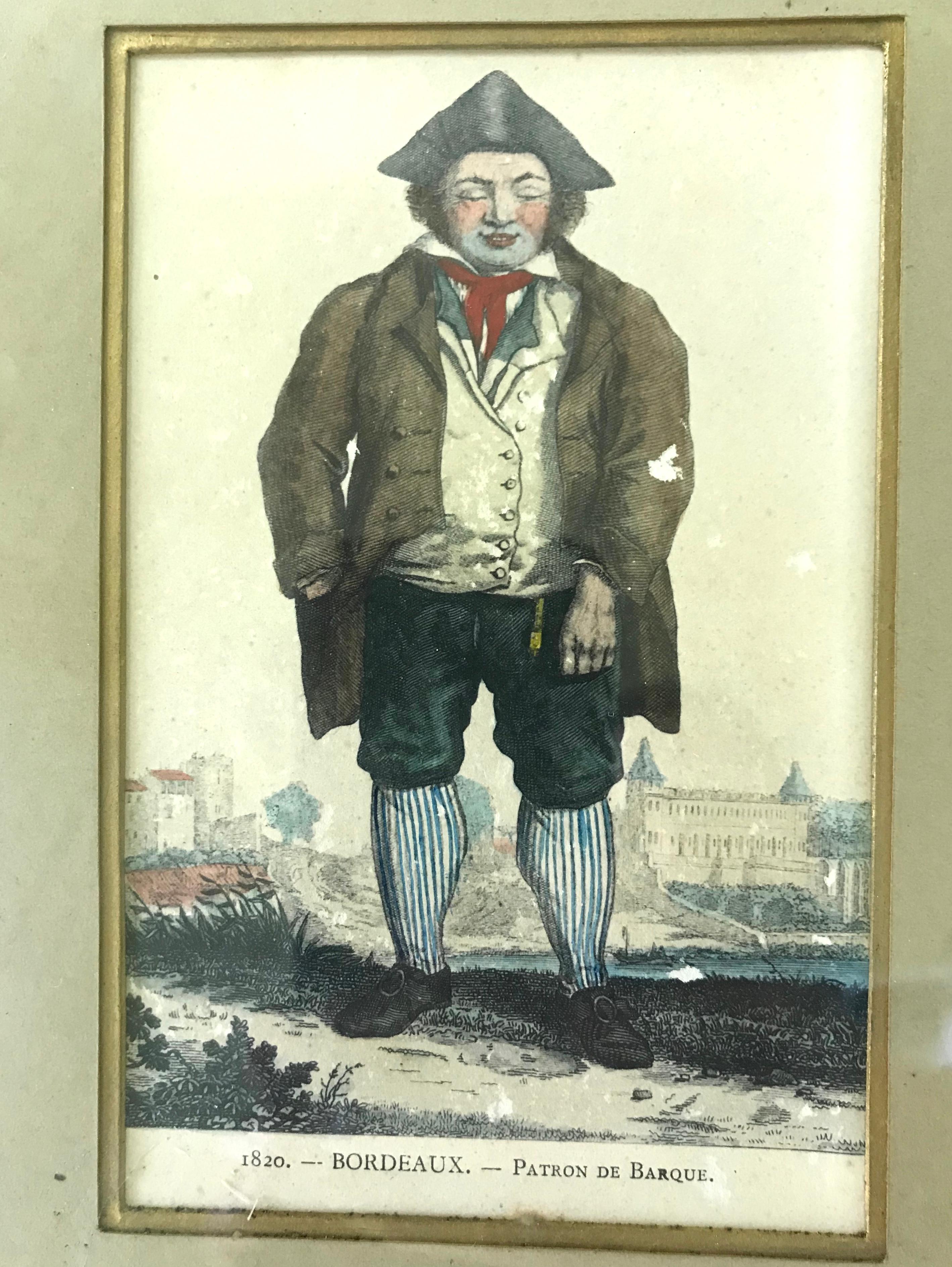 19th Century Framed Characters of Bordeaux  For Sale