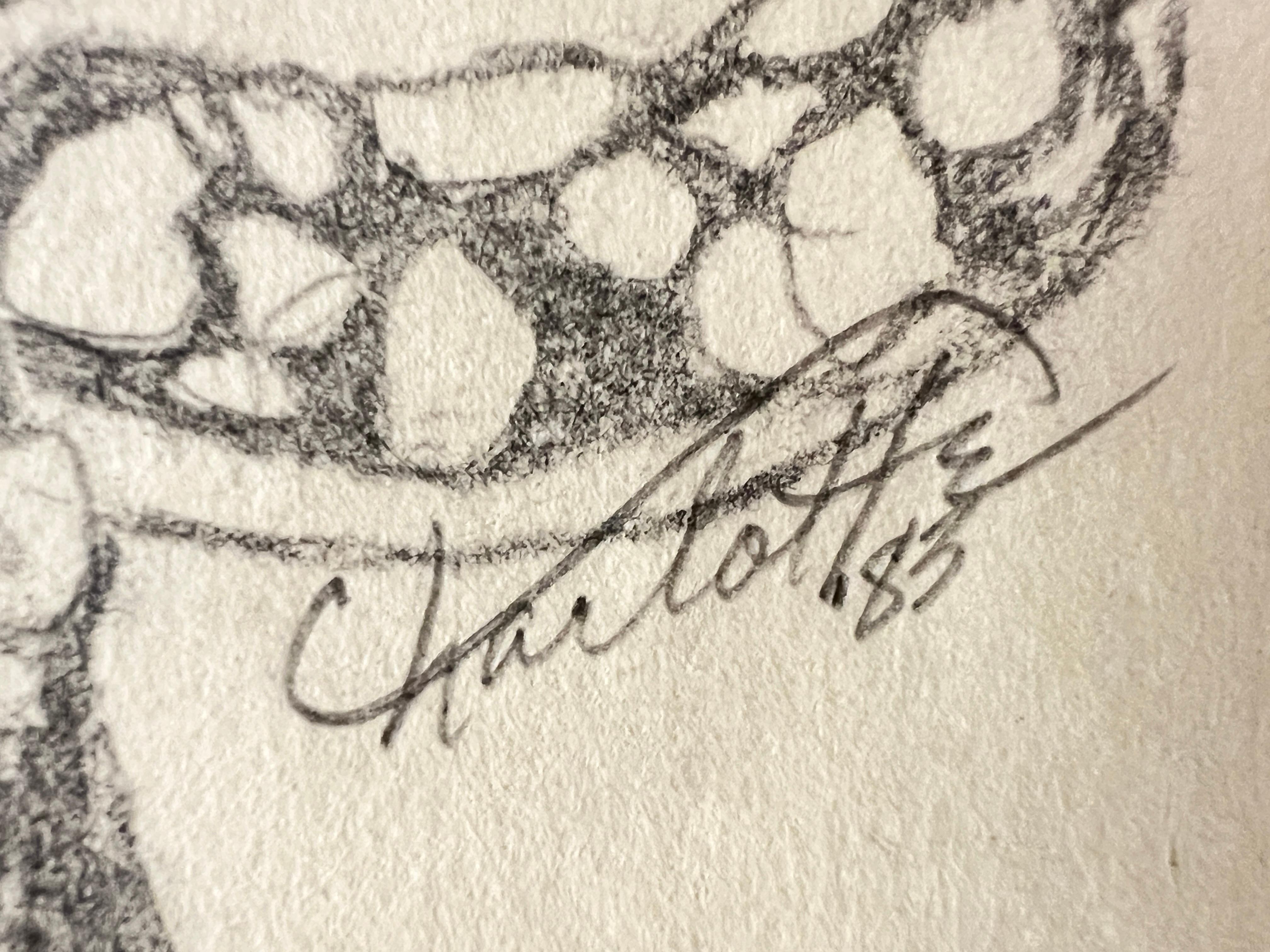 Framed Charcoal Drawing of Michael Jackson by Charlotte (1983) In Good Condition For Sale In New York, NY