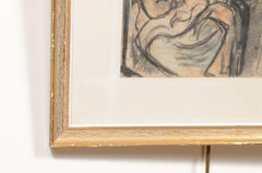 Gerahmte Holzkohle-Zeichnung, signiert und datiert 1938