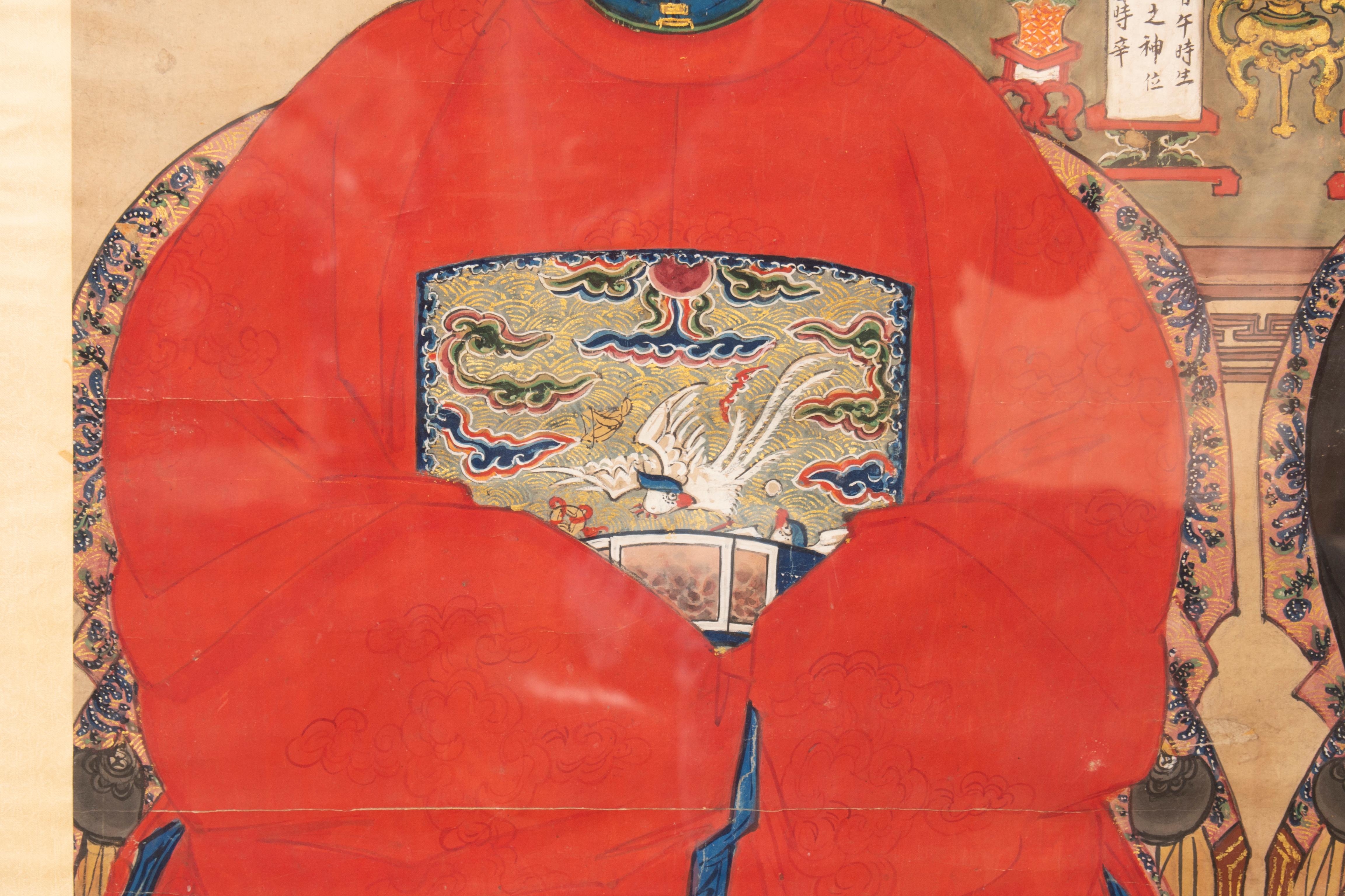 Gerahmtes chinesisches Ancestor-Porträt (19. Jahrhundert) im Angebot