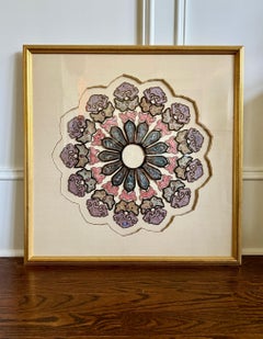 Framed Chinese Antique Embroidery Silk Collar Qing Dynasty