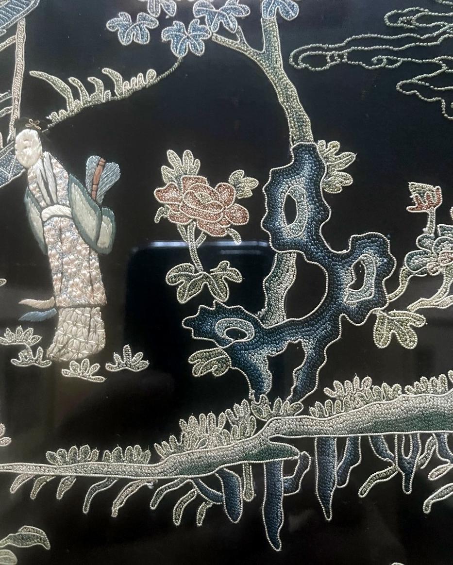 Silk Framed Chinese Antique Textile Qing Dynasty Provenance For Sale