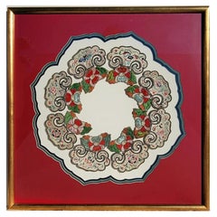 Framed Chinese Embroidered and Appliqued Silk Collar Qing Dynasty