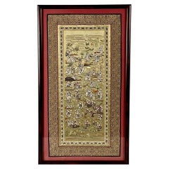Framed Chinese Embroidered Silk Tapestry Of Children At Play