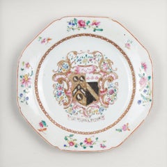Assiette octogonale d'exportation chinoise encadrée, vers 1750-1800