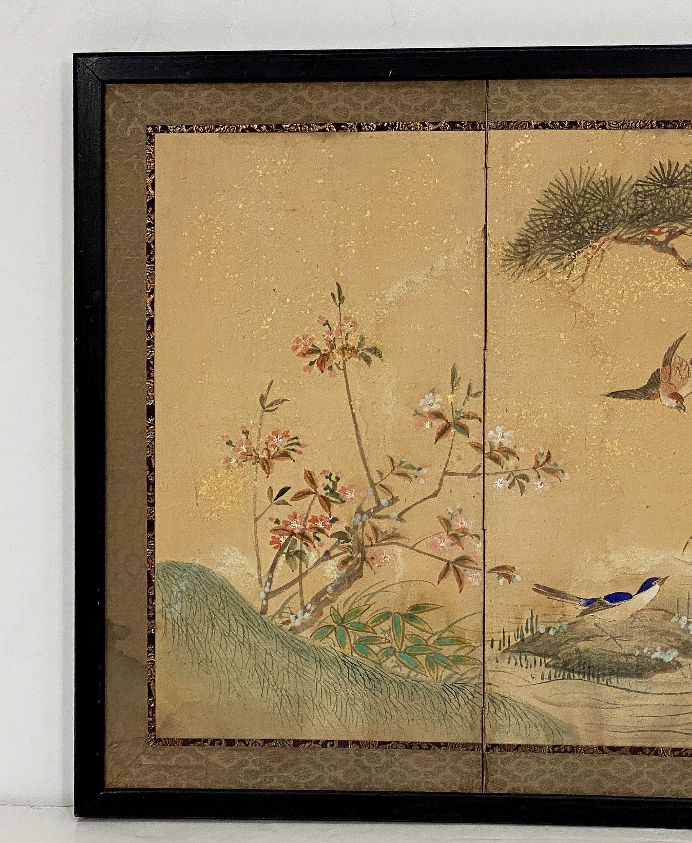 Framed Chinese Hand-Painted Six-Fold Wall-Hanging from the 19th Century For Sale 10